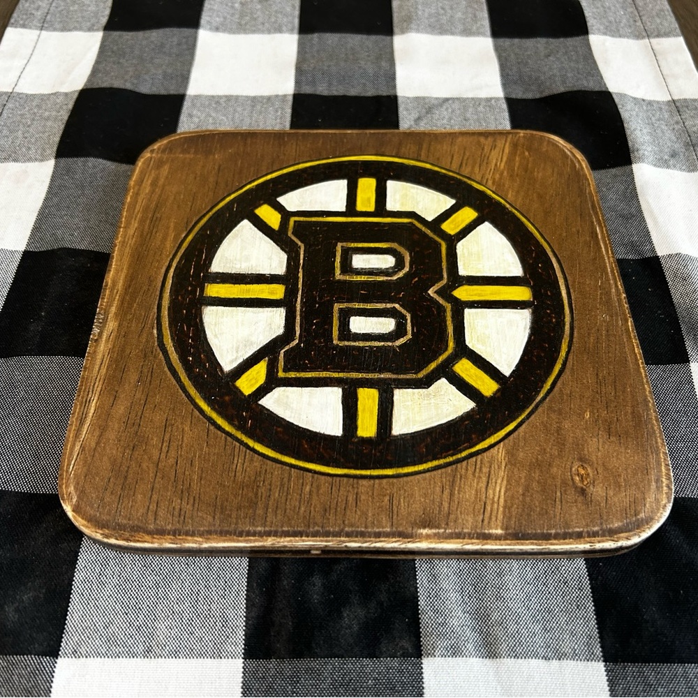 Boston Bruins Handmade Wood-burn